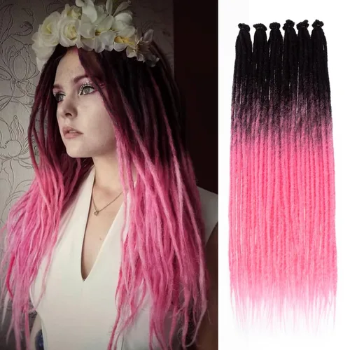 Miniatura 37 de Leeven Extensiones de rastas grises de 40 hebras de 18 pulgadas con terminación única hechas a mano, extensiones de rastas suaves de 0.6 cm