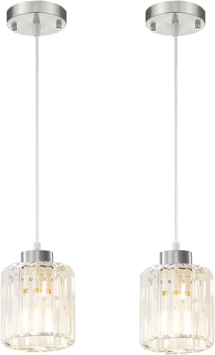 Miniatura 12 de 1 lámpara colgante de níquel cepillado para isla de cocina, moderna lámpara colgante de granja, lámpara de techo ajustable de 39 pulgadas