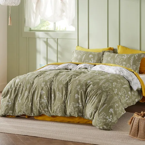 Miniatura 2 de Bedsure - Juego de edredón de tamaño king, 3 piezas, bonito, con estampado floral, 1 suave edredón reversible con diseño botánico de flores y 2 02