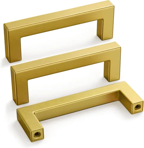 Miniatura 36 de Goldenwarm 1 paquete de manija cuadrada negra para cajones de gabinete de barra, de acero inoxidable, herrajes modernos para gabinetes de cocina