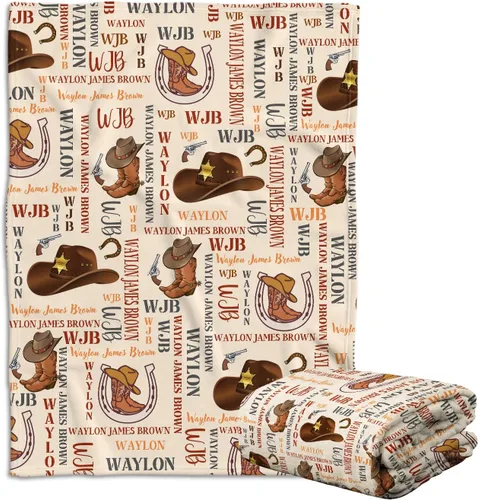 Miniatura 10 de Manta de bebé del Oeste, mantas de bebé personalizadas para niños, manta de vaquero para niños y niñas, manta de felpa personalizada con nombre