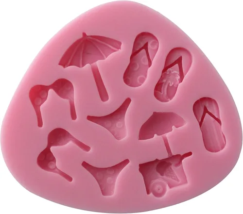 Funshowcase Molde de silicona para decoración de pasteles de vacaciones en la playa, decoración de pasteles de fondant, decoración de cupcakes, 634