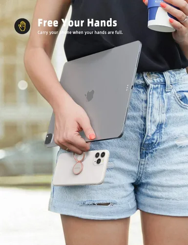 Miniatura 3 de Lamicall Anillo para Teléfono Celular Oro Rosa, Soporte Adhesivo Universal con Agarre para Dedos, Compatible con iPhone 17 16 15 Pro Max XR X