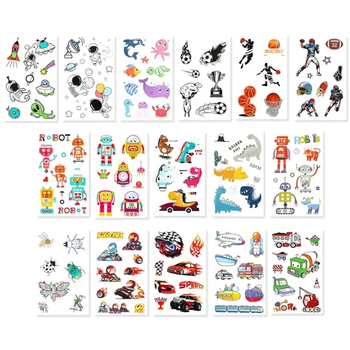 Miniatura 9 de Más de 150 tatuajes temporales que brillan para niños - Envueltos individualmente, impermeables, brillan en la oscuridad - Dinosaurio, océano