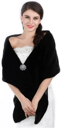 Aukmla Chal de piel sintética para boda, chal de piel de novia, estola de piel de invierno, para novias y damas de honor