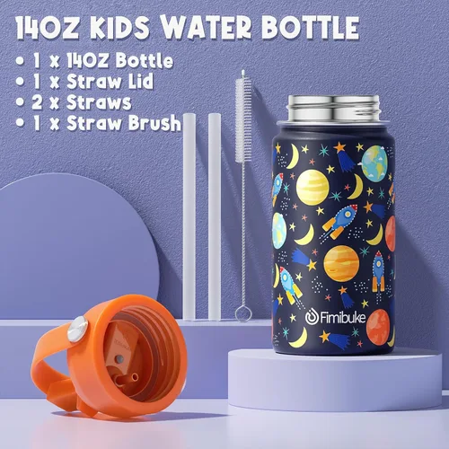 Miniatura 5 de Fimibuke - Lonchera Bento para niños con 4 compartimentos, bolsa de almuerzo aislada, botella de agua aislada de acero inoxidable, paquete de hielo