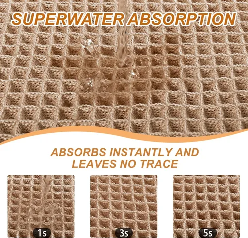 Miniatura 2 de Alfombra de Baño de Lujo tipo Waffle, Súper Absorbente Antideslizante, Alfombras de Baño Bohemias, Ultra Suaves y Cómodas, Lavables a Máquina