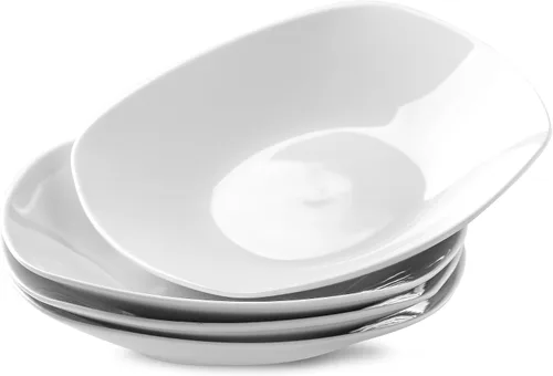 Miniatura 12 de Juego de 4 platos redondos de 10.5 pulgadas, platos de cerámica blanca para cena, ensalada, aperitivo y postre, microondas, vajilla apta