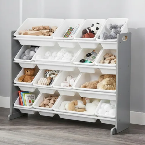 Miniatura 2 de Humble Crew - Organizador de almacenamiento de juguetes supergrande con 16 contenedores extraíbles, color gris/blanco – Gran almacenamiento