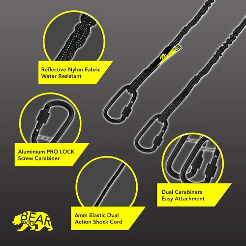 Miniatura 2 de Cordón para herramientas de mosquetón doble de alta calidad, protección contra caídas de seguridad, bloqueo de tornillo de aluminio, accesorios