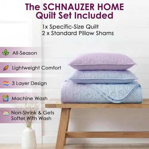 Miniatura 2 de SCHNAUZER HOME Juego de edredón tamaño King de 3 piezas, juego de ropa de cama con estampado de Bailey, juego de colcha ligera y suave reversible