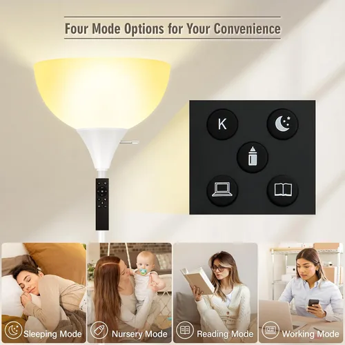 Miniatura 4 de Lámparas de pie para sala de estar, lámparas de pie Torchiere de 71'' con control remoto, temperatura de color y brillo ajustables 2700K-6500K