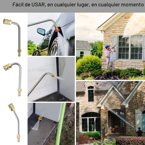 Miniatura 5 de Selkie Varita de Extensión Mejorada para Lavadora a Presión Lanza con Puntas de Boquilla de Pulverización, 30°, 90°, 120° Varilla Curva, Conexión