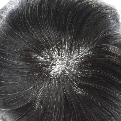 Miniatura 4 de Tupé de cabello humano para hombre, encaje suizo para hombre, postizo de monofilamento fino, sistema de reemplazo de cabello protesis capilar