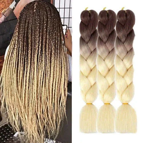 Miniatura 5 de Cabello trenzado de fibra sintética, tamaño jumbo, extensiones de cabello Kanekalon suave, color negro, (24 pulgadas, 3 piezas)