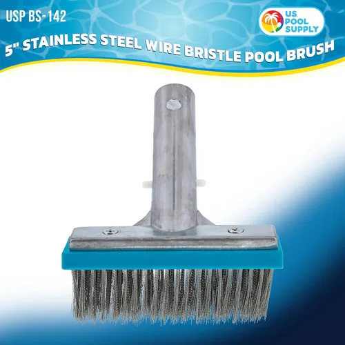 Miniatura 2 de U.S. Pool Supply - Cepillo de piscina para piscinas enterradas - Cabezal de cepillo de piscina de 5" de acero inoxidable, cerdas de alambre