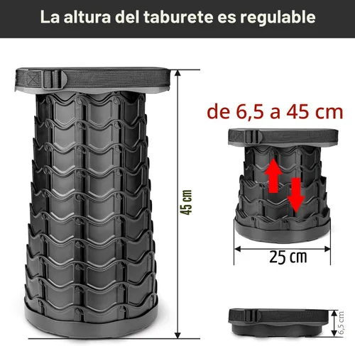 Miniatura 2 de Fishboy Taburete cuadrado plegable mejorado, capacidad máxima de 180 kg, ligero pero resistente, taburete portátil retráctil plegable telescópico