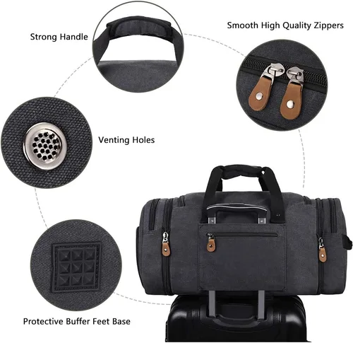 Miniatura 7 de Gonex Bolsa de lona para viaje de 50 L Compartimento gris oscuro para zapatos