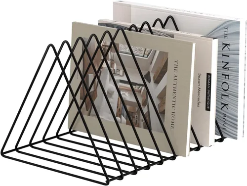 Urban Deco Organizador de escritorio triangular, soporte para revistero de alambre de metal, 10 secciones, organizador de carpetas de archivos