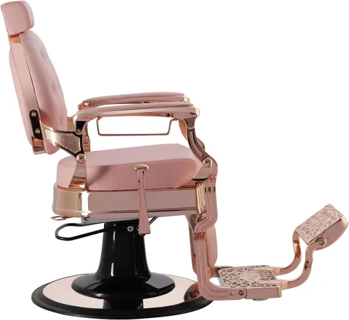 Miniatura 5 de Berkeley Truman - Silla de peluquero vintage, silla de peluquero reclinable resistente, asiento rosa, marco de oro rosa Rosado/Oro rosa