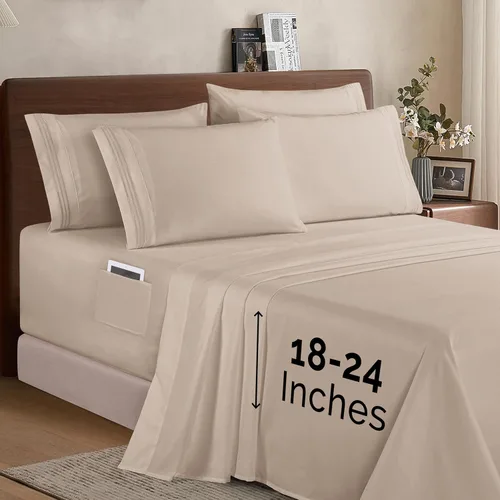 Miniatura 28 de Elegant Comfort - Juego de ropa de cama resistente a arrugas y decoloración más acogedor, sábana bajera elástica en todo el contorno, bolsillo