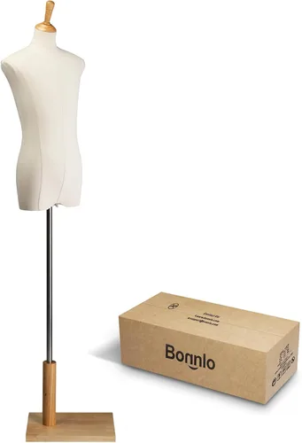 Miniatura 7 de Bonnlo Forma de Vestido para Niños Mejorada, Torso de Maniquí para Niños de 10-12 Años con Soporte Ajustable de Madera Maciza para Exhibición