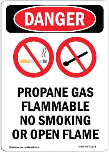 OSHA - Letrero de peligro – Gas propano inflamable | Calcomanía | Protege tu negocio, sitio de construcción, almacén y área de tienda | Fabricado en