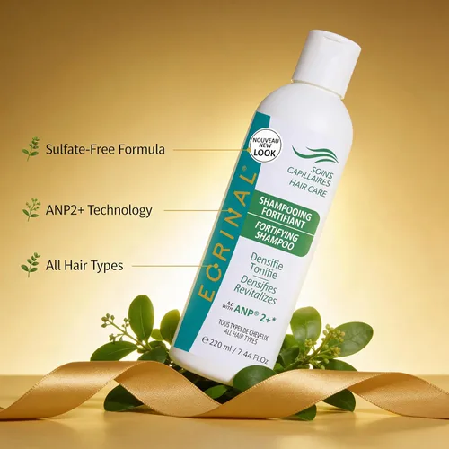 Miniatura 7 de Ecrinal Champú fortificante sin sulfato con ANP2+ para cabello fuerte y brillante – Restaura el volumen, la flexibilidad y la resistencia al cabello