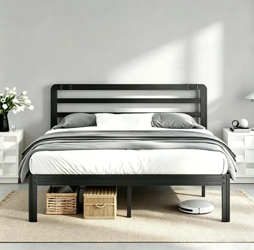 Miniatura 9 de ZIYOO 18 Inch Twin Metal Platform Bed Frame with Headboard, 1000 LBS Sturdy Steel Slat Bed Base, Noise Resistant, No Box Spring Needed, Easy