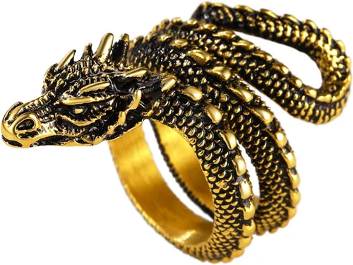 U7 - Anillo para hombre, estilo vintage, de acero inoxidable, color plateado y negro, cabeza de tigrecalaveraojo del mallobo, tamaño 7 a 14