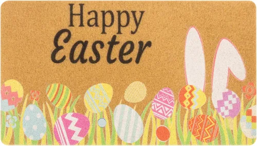 Miniatura 10 de XuoAz Felpudo decorativo de Pascua para puerta de entrada al aire libre, conejito de Pascua, antideslizante, fibra de coco para la decoración