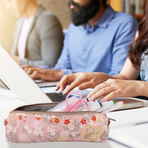 Miniatura 6 de Oyachic Estuche para lápices de bordado, bolsa para lápices de flores, caja para bolígrafos, bolsa organizadora para cosméticos, maquillaje