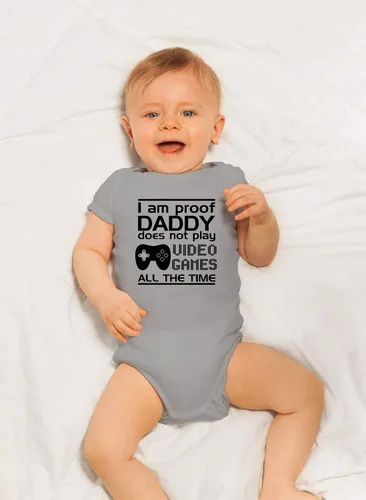 Miniatura 23 de CBTwear Proof Daddy Does Not Play Video Games All the Time – Ropa de bebé – Divertido body para recién nacido para niños y niñas