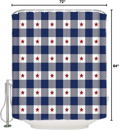 Miniatura 9 de Cortina de ducha del Día de la Independencia del 4 de julio, 72 x 84 pulgadas, cortinas de baño patrióticas con bandera estadounidense, cortina