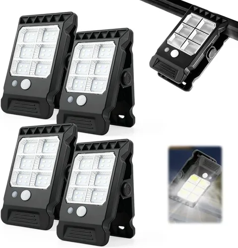 Miniatura 10 de Luz solar con clip con sensor de movimiento, luces USB con clip de carga solar 2026, luz LED recargable portátil multifuncional para campamento, luz