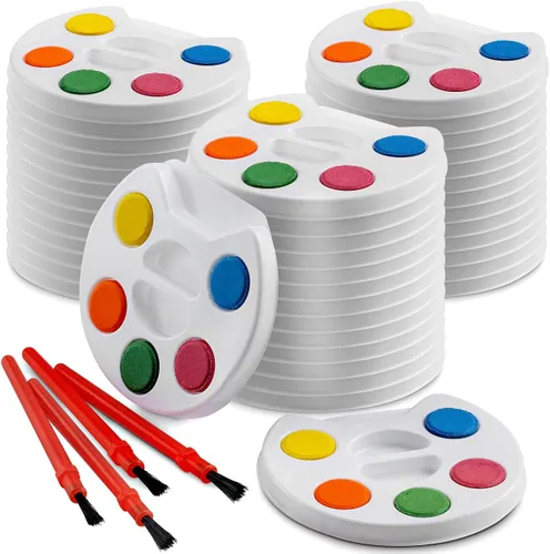 Miniatura 6 de Bedwina - Paquete de 24 juegos de paletas de acuarela de 5 colores lavables y pincel para dar como recuerdos de fiestas, premios para niños