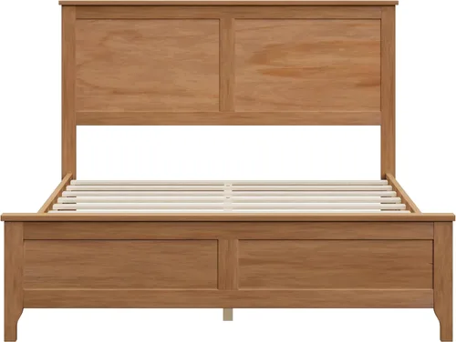 Miniatura 6 de Harper & Bright Designs Cama de plataforma de tamaño matrimonial con cabecero y estribo, base de cama matrimonial de madera maciza con soporte