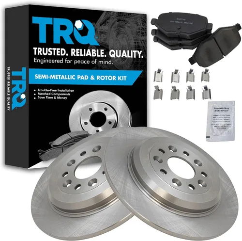 Miniatura 177 de TRQ Juego de pastillas de freno semimetálicas traseras y rotores compatibles con Chevrolet Trailblazer 02-06 Trailblazer EXT 04-06 SSR 02-07 GMC