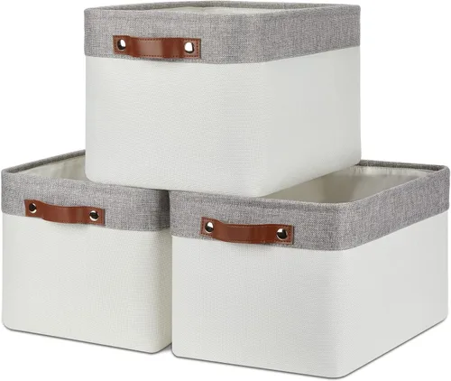 Miniatura 11 de DULLEMELO Juego de 4 cubos de almacenamiento, cesta de almacenamiento de tela para estantes, armario, cuarto del bebé, almacenamiento de juguetes
