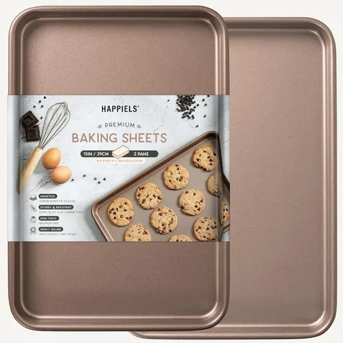 Miniatura 9 de HAPPIELS - Bandeja de hornear antiadherente y no tóxica de 18 pulgadas y media, pack de 2 Bandeja de hoja extra gruesa premium Bandeja grande