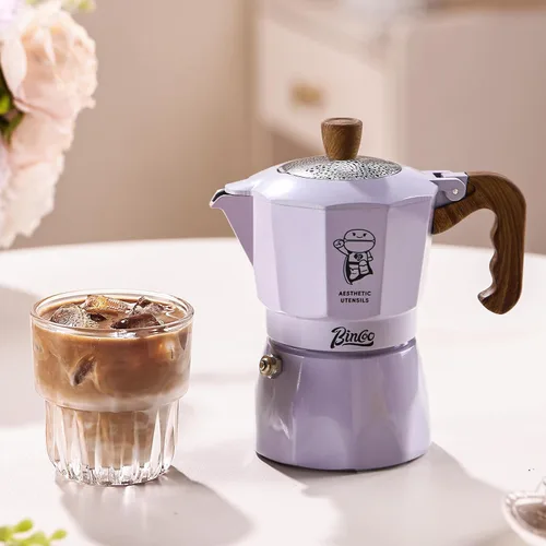 Miniatura 7 de Bincoo Estufa para máquina de café expreso, 2 tazas/4.1 fl oz, pequeña estufa italiana, olla moka para camping, portátil, ideal para el hogar