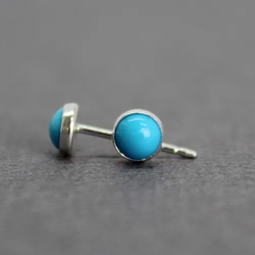 Miniatura 44 de Aretes de tuerca con piedras preciosas para mujeres y niñas, bisel redondo de 0.157 in de plata esterlina 925