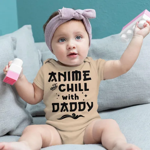 Miniatura 2 de Anime and Chill With Daddy Baby Onesie - Ropa temática Chill - Ideas de regalos para fanáticos del anime
