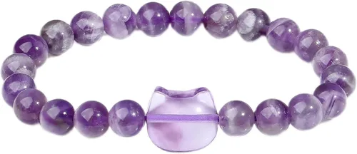 MAIBAOTA Pulsera de gato, regalo de joyería de gato para mujeres y hombres, pulsera de cristal de 0.315 in para buena suerte, atracción de dinero,