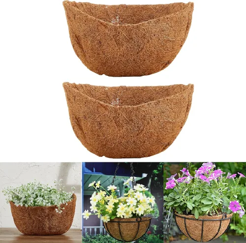 Miniatura 12 de 1 pieza de revestimientos de coco para macetas, revestimientos de repuesto para cestas colgantes, inserto de coco duradero para jardín al aire libre