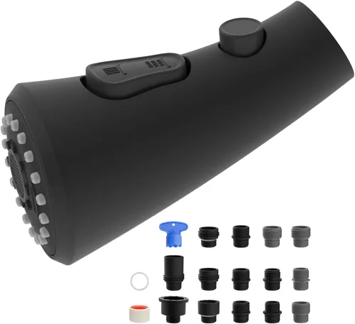 Miniatura 10 de Hibbent Cabezal rociador desplegable para grifo de cocina, boquilla rociadora de 3 funciones con 15 adaptadores, repuesto de cabezal de grifo