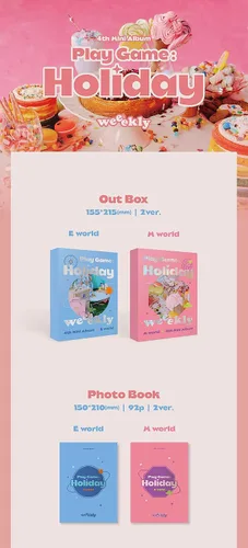 Juego semanal de juego: Holiday 4th Mini álbum E Ver CD+1p Póster+92p PhotoBook+2p PhotoCard+1p Photo Ticket+1p Pegatina+1p Foto Impresa+1p Etiqueta