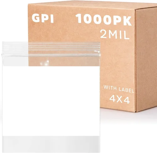 Miniatura 31 de GPI - Mini bolsas con cremallera de 1 x 1 pulgada, paquete de 1000 bolsas de plástico transparente con cierre con cremallera con bloque blanco