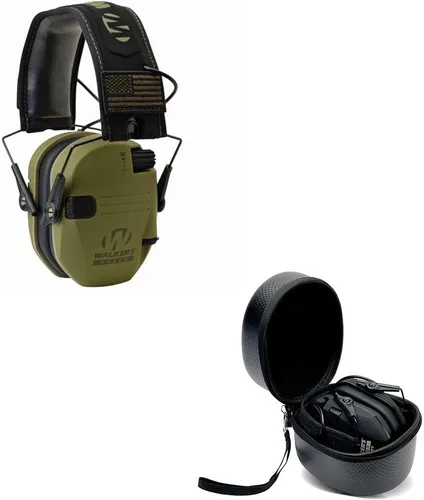 Miniatura 8 de Walker's Razor Slim - Protector auditivo electrónico para tiro (amplificación y supresión de sonido) con estuche protector forro polar verde
