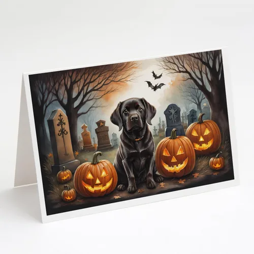 Miniatura 67 de Caroline's Treasures DAC2018GCA7P - Tarjetas de felicitación y sobres de Halloween espeluznantes de Border Collie, paquete de 8 tarjetas en blanco